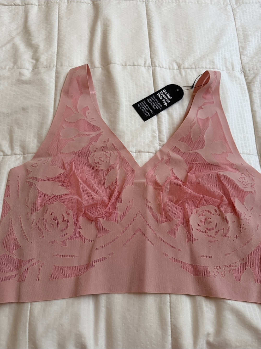 Floral V-Neck Seamless Bralette - Pink, blue, and white three bras